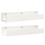Mensole da Parete 2 pz Bianco 50x12x9cm Legno Massello di Pino