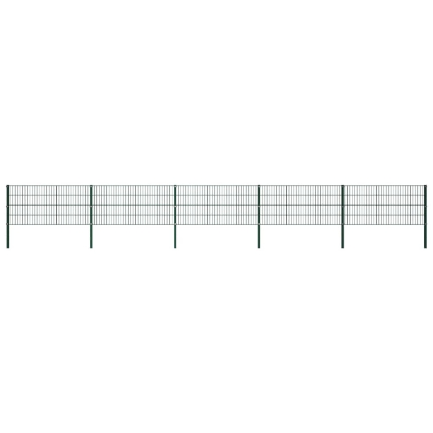 Pannello di Recinzione con Pali in Ferro 8,5x0,8m Verde