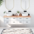 Piano Bagno Marrone Chiaro 180x60x6 cm Legno Massello Trattato