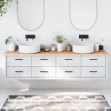 Piano Bagno 200x60x4 cm in Legno Massello Non Trattato