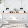 Piano Bagno 180x30x6 cm in Legno Massello Non Trattato