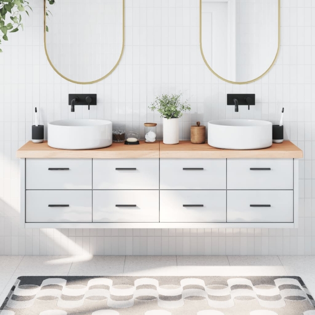 Piano Bagno 180x30x6 cm in Legno Massello Non Trattato