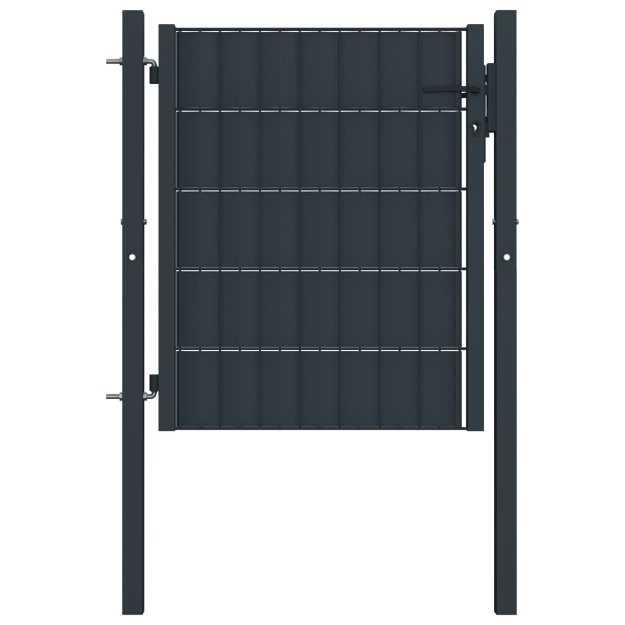 Cancello in PVC e Acciaio 100x101 cm Antracite