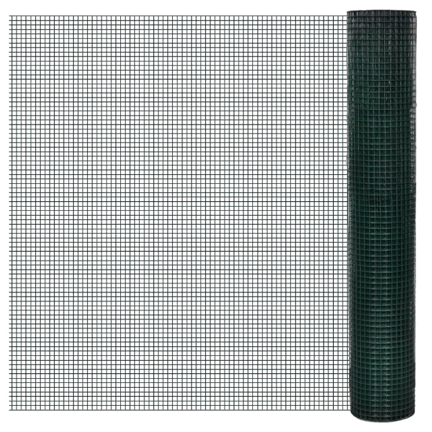 Recinto Pollaio in Rete Zincato Rivestimento PVC 10x1 m Verde