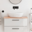 Piano Bagno Marrone Chiaro 80x40x2 cm Legno Massello Trattato