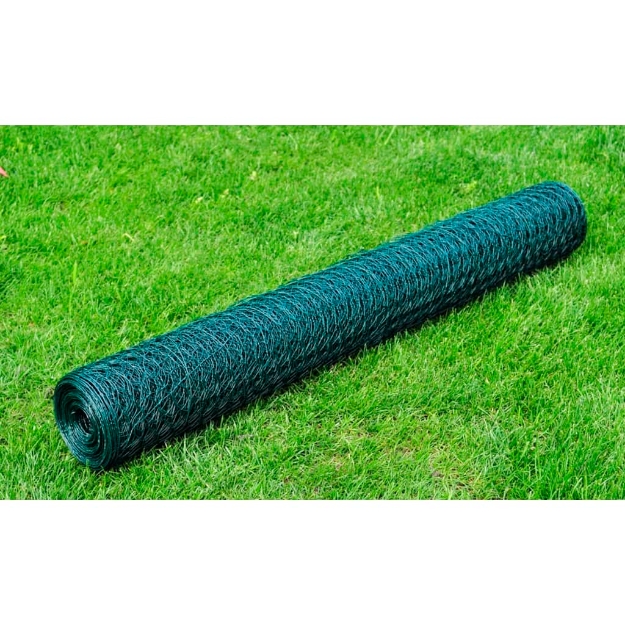 Recinzione in Rete per Pollaio Rivestita in PVC 25x0,5 m Verde