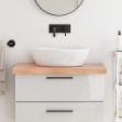 Piano Bagno Marrone Chiaro 80x50x6 cm Legno Massello Trattato