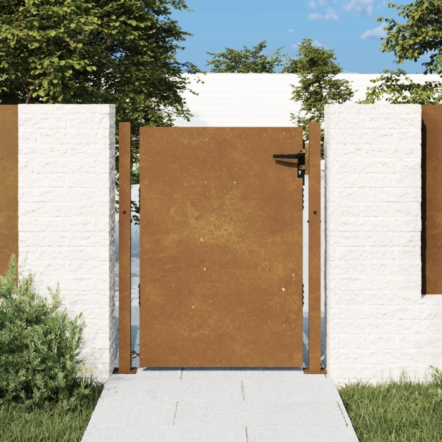 Cancello da Giardino 105x155 cm in Acciaio Corten