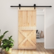 Porta Scorrevole con Set Hardware 90x210 cm Legno Massello Pino