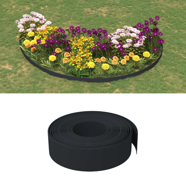 Bordature da Giardino 3 pz Nere 10 m 15 cm in Polietilene