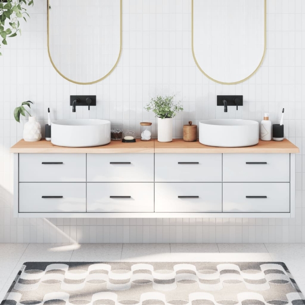 Piano Bagno 200x30x4 cm in Legno Massello Non Trattato