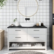 Piano Bagno Grigio Scuro 140x50x4 cm Legno Massello Trattato