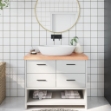 Piano Bagno Marrone Chiaro 100x60x6 cm Legno Massello Trattato
