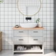 Piano Bagno 100x40x4 cm in Legno Massello Non Trattato