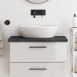 Piano Bagno Grigio Scuro 80x40x4 cm Legno Massello Trattato