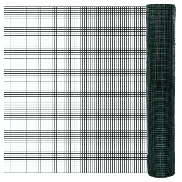 Recinzione in Rete per Pollaio Rivestita in PVC 25x1 m Verde