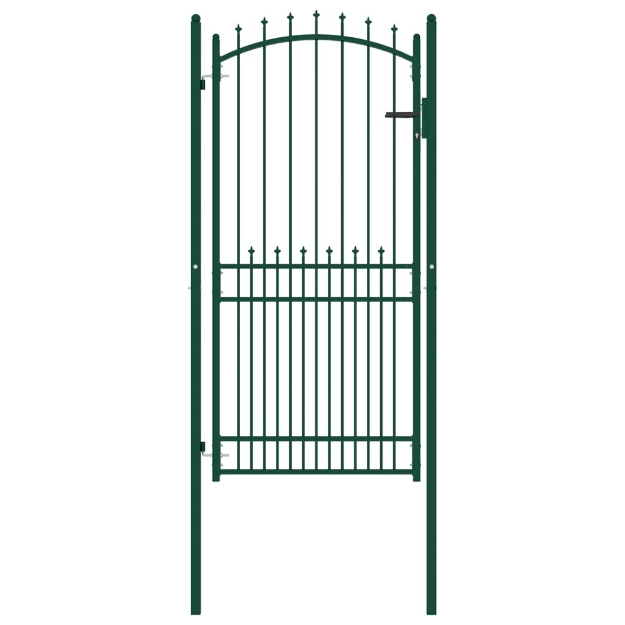 Cancello per Recinzione con Punte in Acciaio 100x200 cm Verde