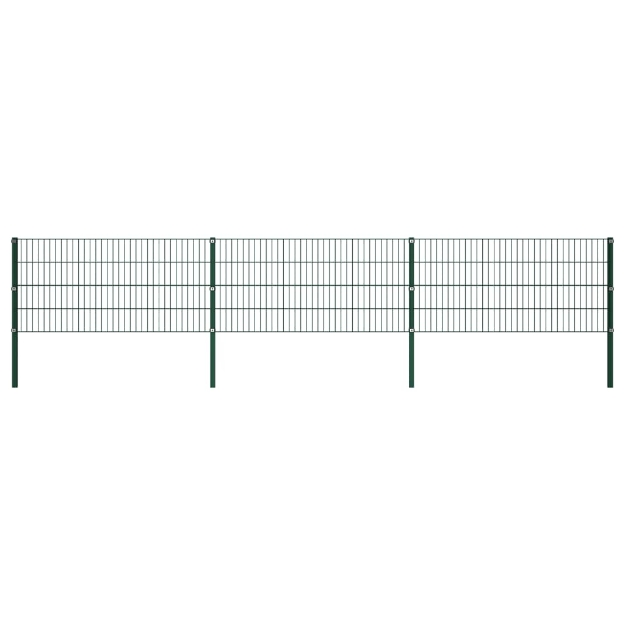 Pannello di Recinzione con Pali in Ferro 5,1x0,8 m Verde