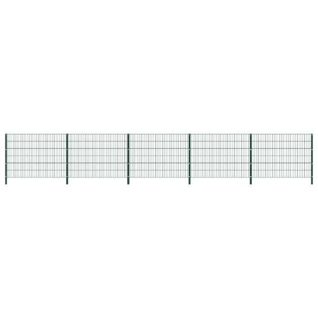 Pannello di Recinzione con Pali in Ferro 8,5x1,2 m Verde