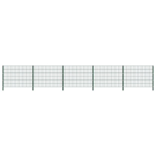 Pannello di Recinzione con Pali in Ferro 8,5x1,2 m Verde