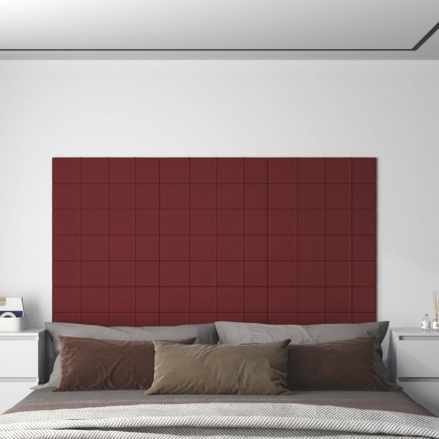 Pannelli Murali 12 pz Rosso Vino 60x15 cm Tessuto 1,08 m²