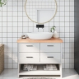Piano Bagno Marrone Chiaro 100x40x6 cm Legno Massello Trattato