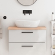 Piano Bagno 80x40x4 cm in Legno Massello Non Trattato