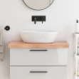Piano Bagno Marrone Chiaro 80x60x6 cm Legno Massello Trattato