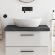 Piano Bagno Grigio Scuro 80x50x6 cm Legno Massello Trattato