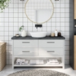 Piano Bagno Grigio Scuro 120x30x6 cm Legno Massello Trattato