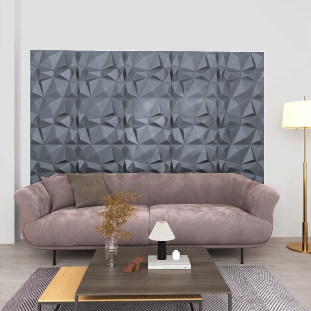 Pannelli Murali 3D 24 pz 50x50 cm Grigi a Diamante 6 m²