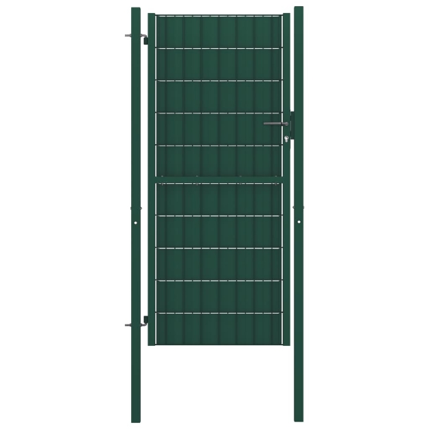 Cancello per Recinzione in PVC e Acciaio 100x124 cm Verde