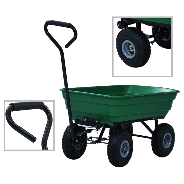 Carrello Manuale Ribaltabile da Giardino 300 kg 75 L Verde