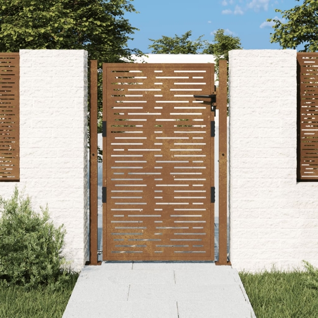 Cancello da Giardino 105x130 cm Acciaio Corten Design Quadrato