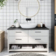 Piano Bagno Grigio Scuro 100x30x4 cm Legno Massello Trattato