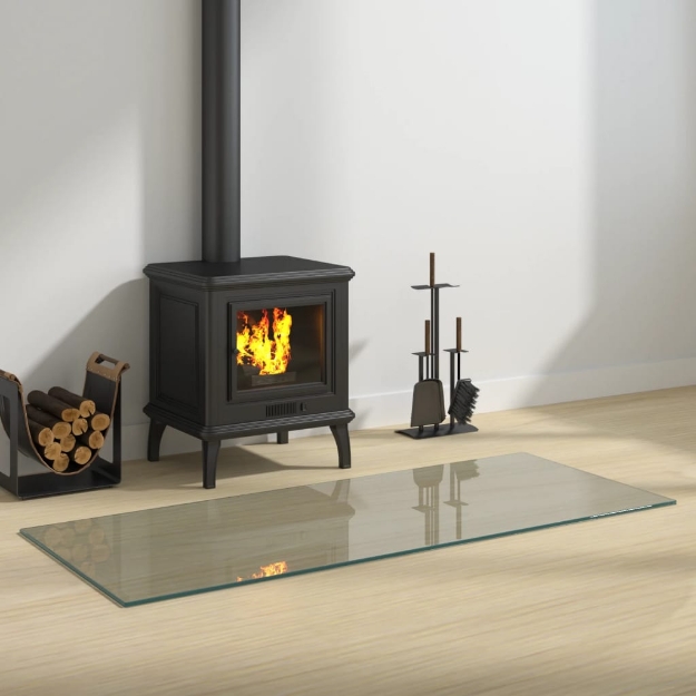 Lastra in Vetro per Caminetto Rettangolare 120x50 cm
