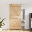 Porta Scorrevole con Set Hardware 95x210 cm Legno Massello Pino