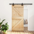 Porta Scorrevole con Set Hardware 95x210 cm Legno Massello Pino