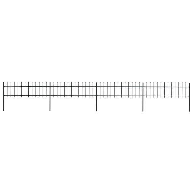 Recinzione da Giardino con Punta a Lancia Acciaio 6,8x0,6m Nera
