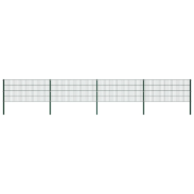 Pannello di Recinzione con Pali in Ferro 6,8x0,8 m Verde
