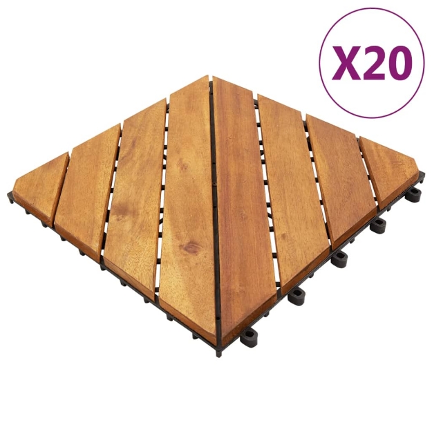 Piastrelle Esterni 20 pz Marroni 30x30 cm Legno Massello Acacia