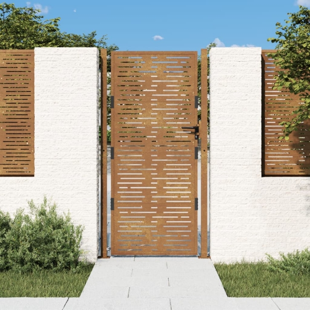 Cancello da Giardino 105x180 cm Acciaio Corten Design Quadrato