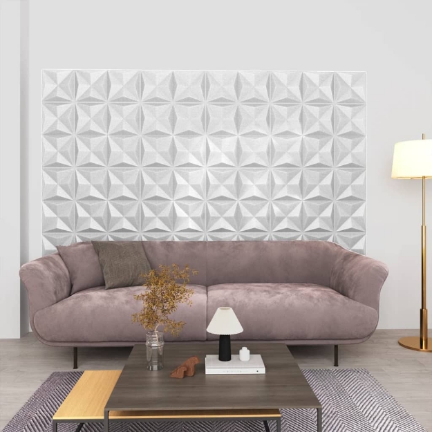 Pannelli Murali 3D 24 pz 50x50 cm Origami Bianco 6 m²