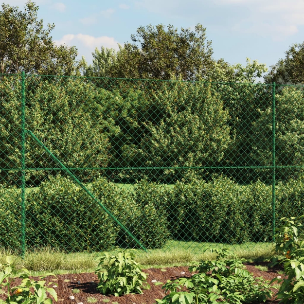 Recinzione a Rete con Picchetti Ancoraggio Verde 1,8x10 m