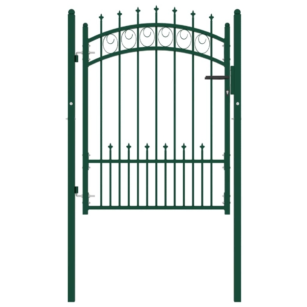 Cancello per Recinzione con Punte in Acciaio 100x125 cm Verde