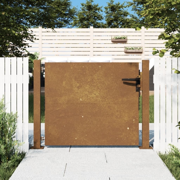 Cancello da Giardino 105x105 cm in Acciaio Corten