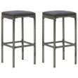 Sgabelli da Bar con Cuscini 2 pz Grigi in Polyrattan