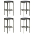 Sgabelli da Bar con Cuscini 4 pz Grigi in Polyrattan