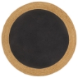Tappeto Intrecciato Nero e Naturale 90 cm Juta e Cotone Rotondo