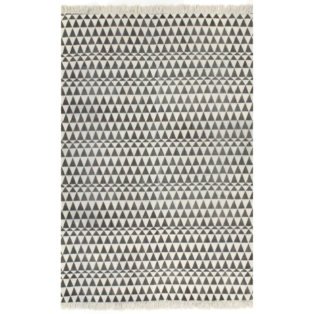 Tappeto Kilim in Cotone 120x180 cm con Motivi Bianchi/Neri